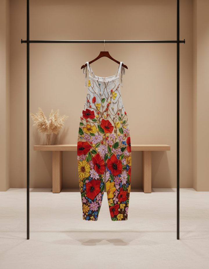 Solea | Lightweight artisanal jumpsuit in floral style