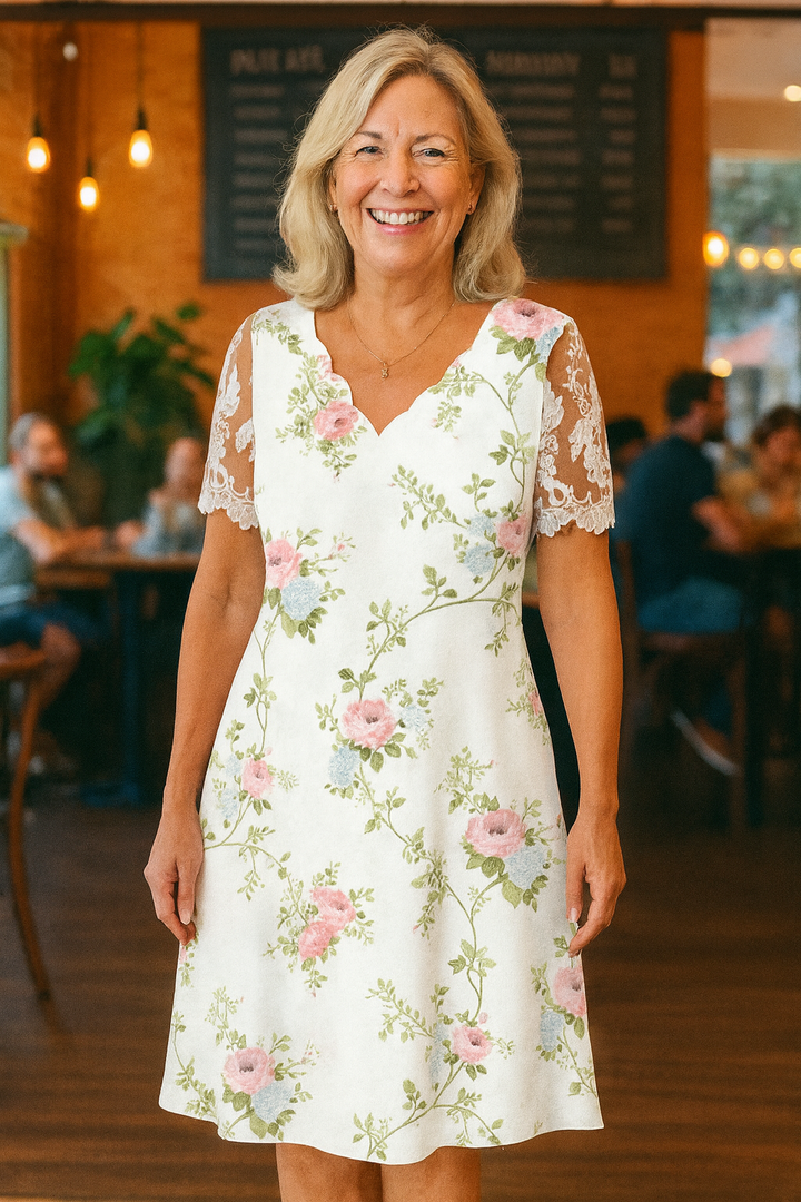 Adeline | Elegant Midi Dress – Flattering Fit with Arm & Tummy Coverage