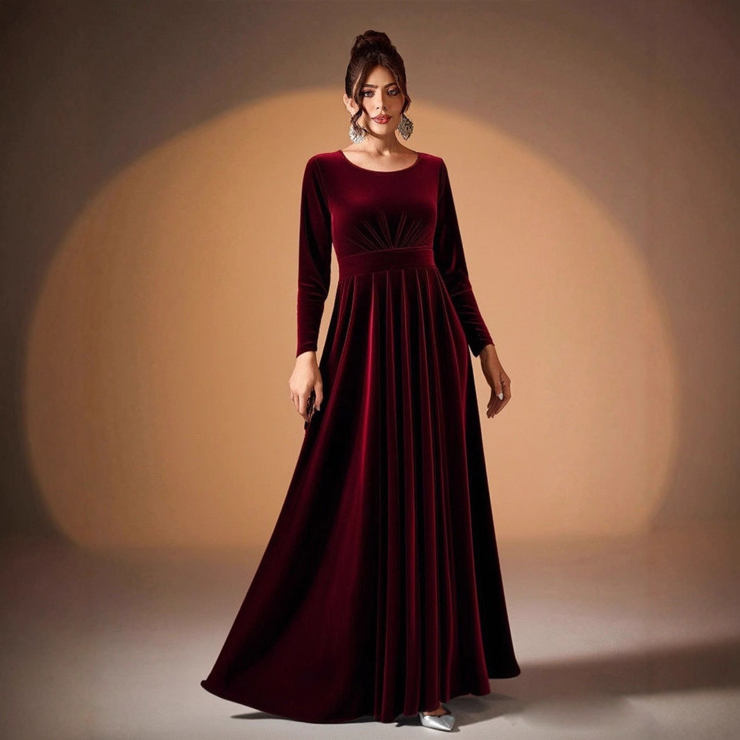 Beatrice | Long-Sleeve Velvet Maxi Dress