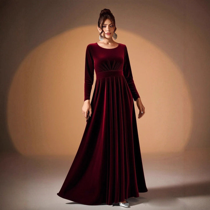 Beatrice | Long-Sleeve Velvet Maxi Dress