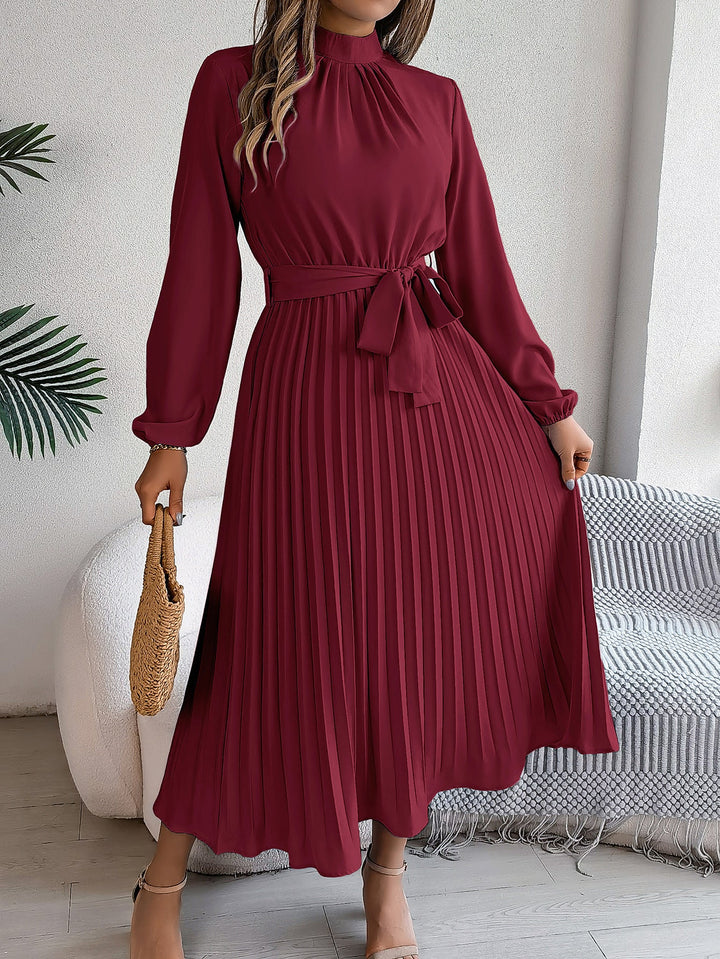 Priscilla | Pleated Belted Maxi Dress