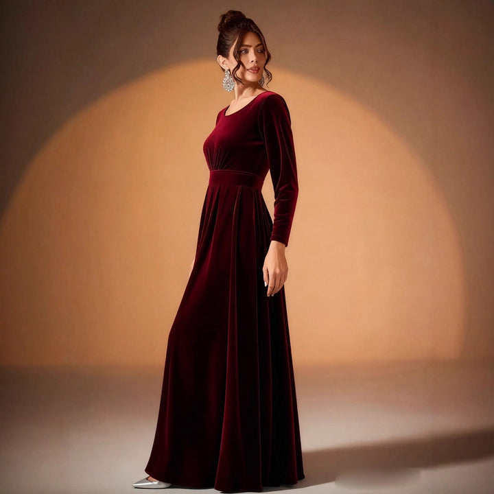 Beatrice | Long-Sleeve Velvet Maxi Dress