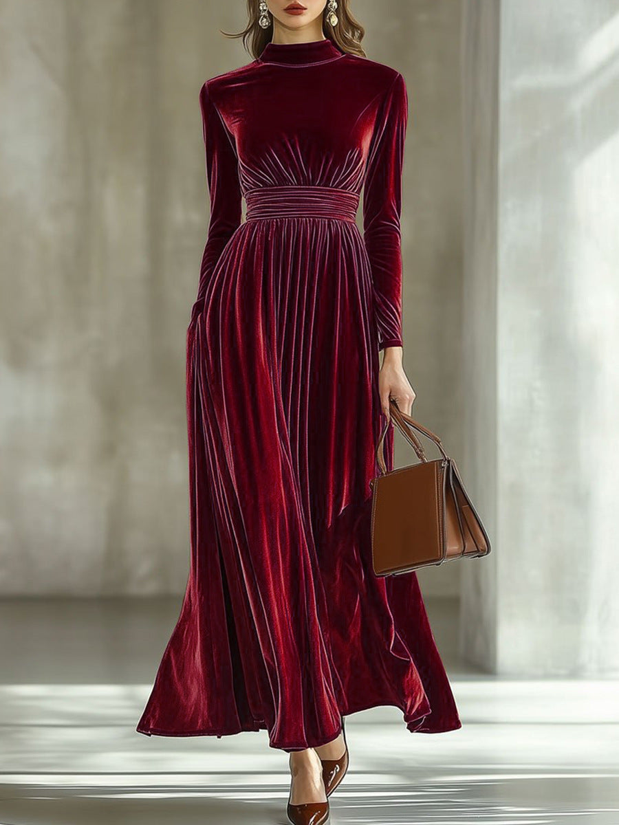 Margot | Pleated Velvet Maxi Dress