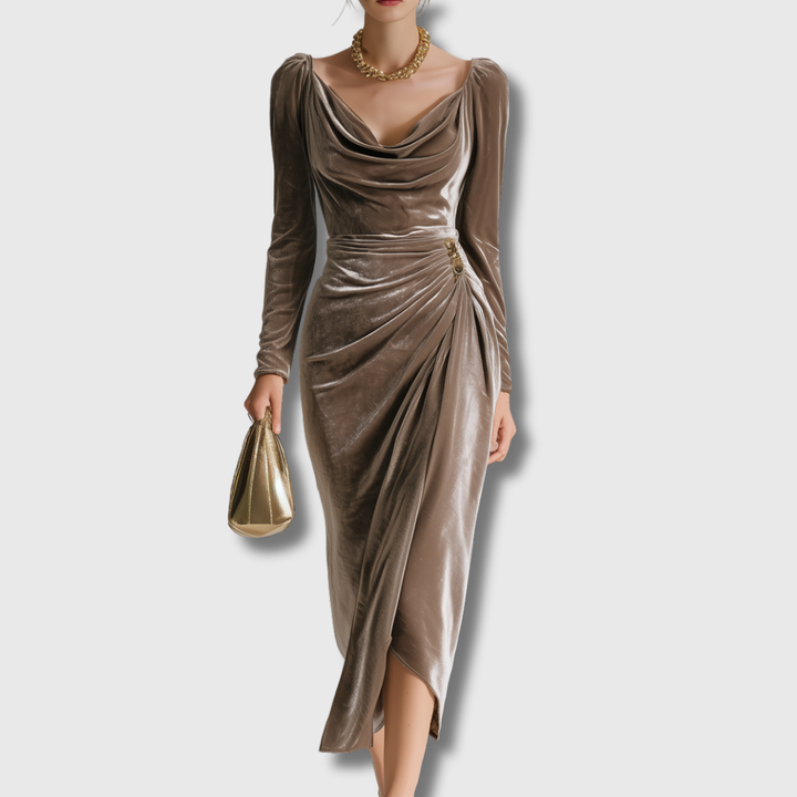 Sylvana | Elegant Velvet Midi Dress