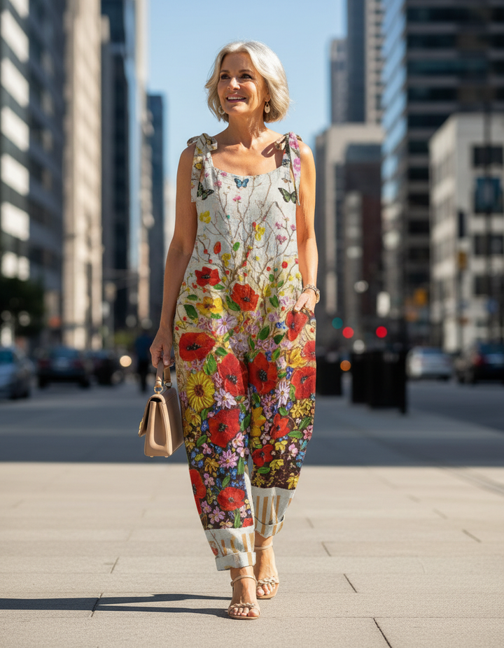 Solea | Lightweight artisanal jumpsuit in floral style