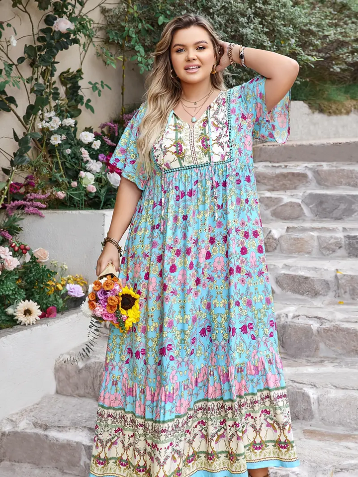 Boho Floral Maxi Dress – Plus Size